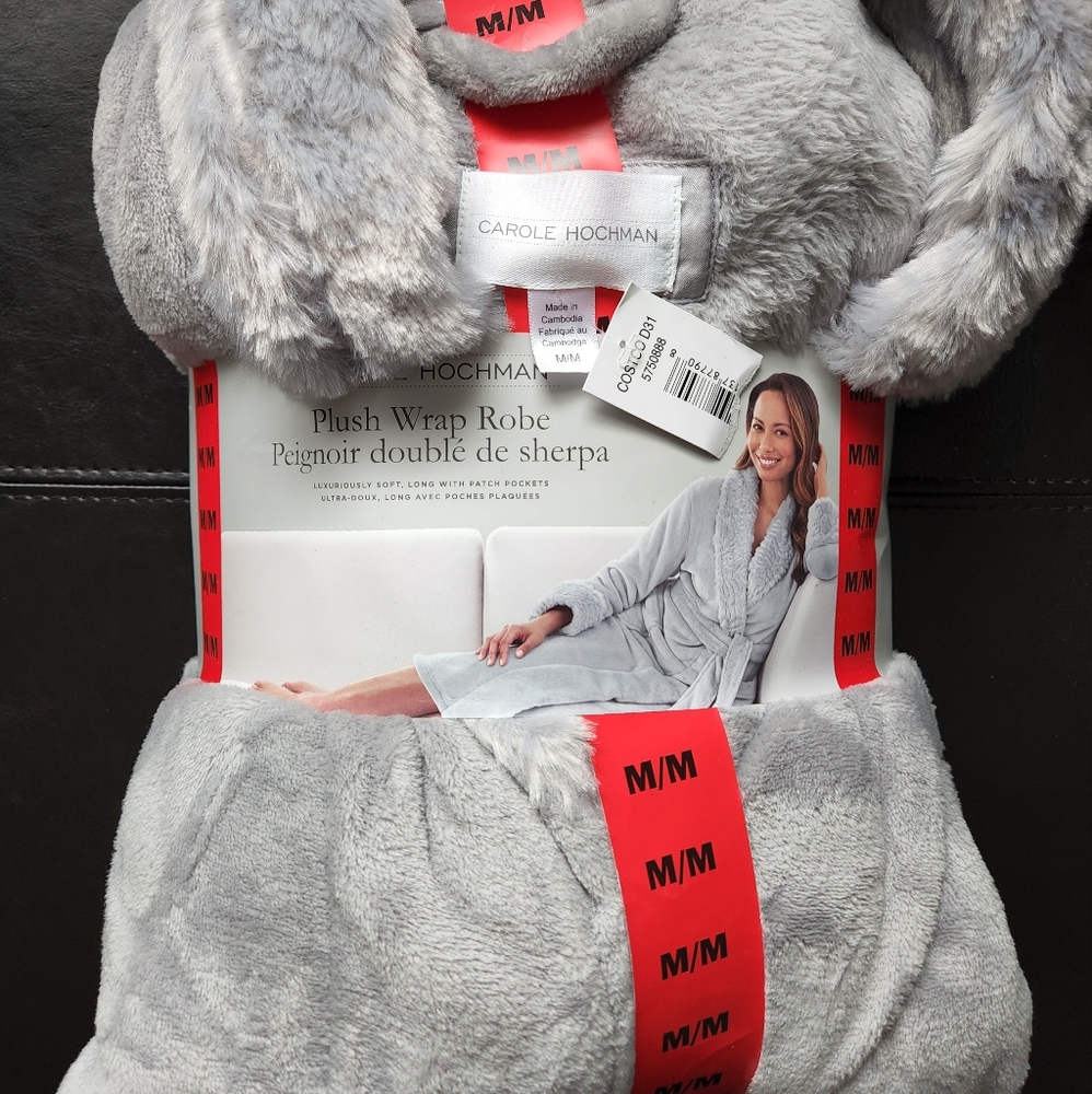 Carole Hochman Plush Robe, Medium, Grey
